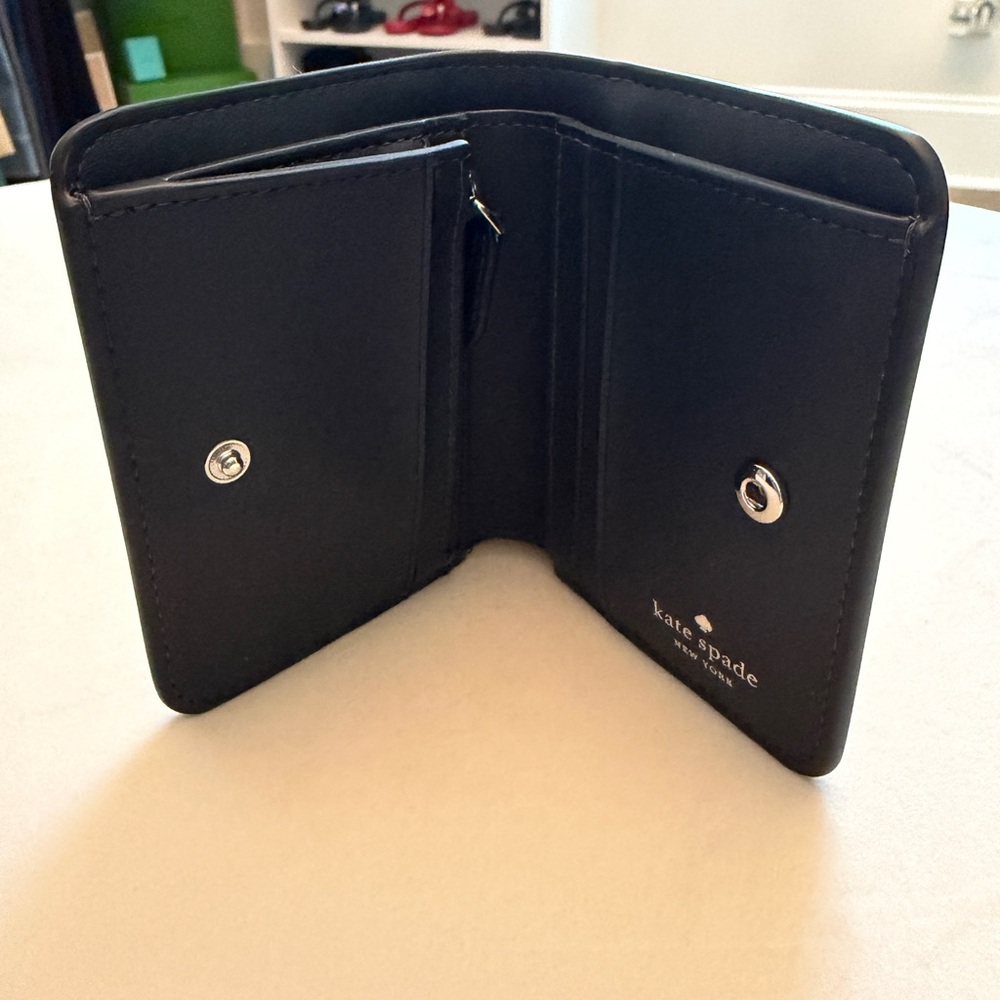 Kate Spade Black Leather Clutch with Gold Logo - Picture 4 of 5